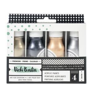 Vicki Boutin Premium Mixed Media Pop Acrylic Paints 1.3 fl oz 4 Metallic Colors